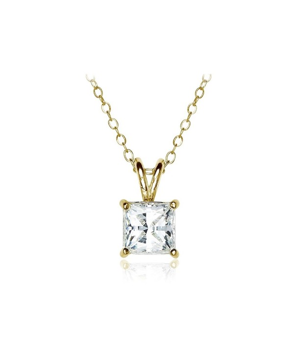 Sterling Princess cut Solitaire Necklace Swarovski