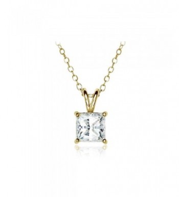 Sterling Princess cut Solitaire Necklace Swarovski