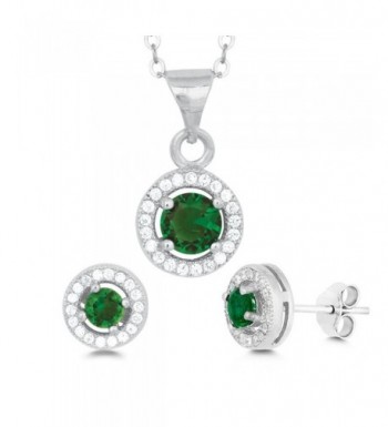 Sterling Lab Created Emerald Earrings Pendant