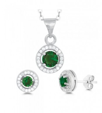 Sterling Lab Created Emerald Earrings Pendant