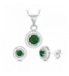 Sterling Lab Created Emerald Earrings Pendant