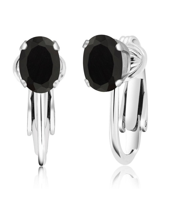 Black Sterling Silver Clip Earrings