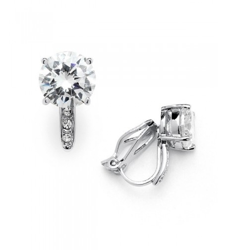 Mariell Clip Solitaire Earrings Accents