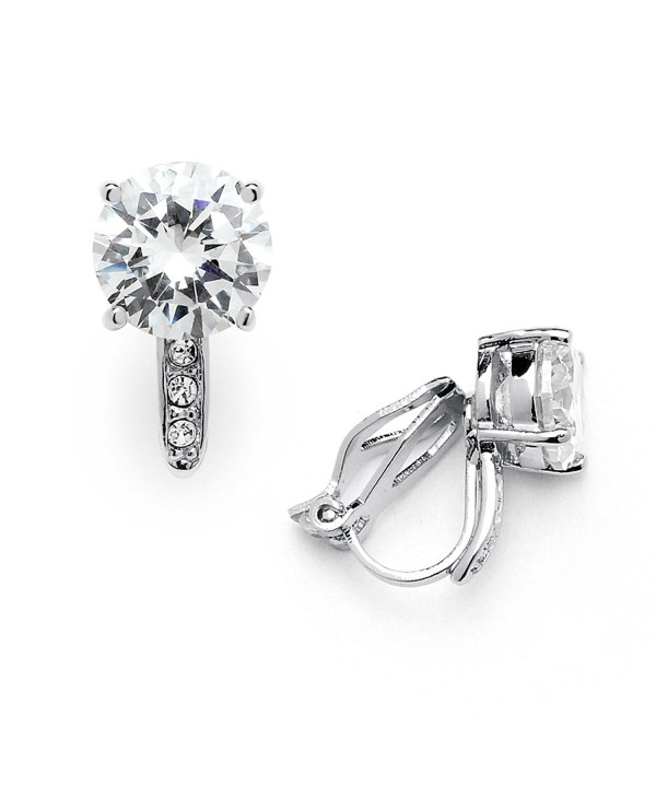 Mariell Clip Solitaire Earrings Accents