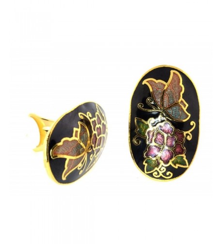 Vintage Genuine Cloisonne Gold tone Earrings