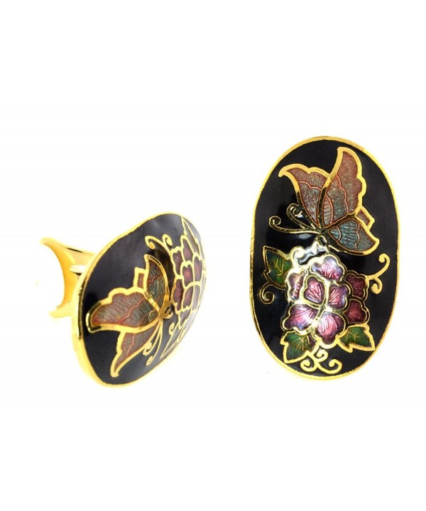 Vintage Genuine Cloisonne Gold tone Earrings