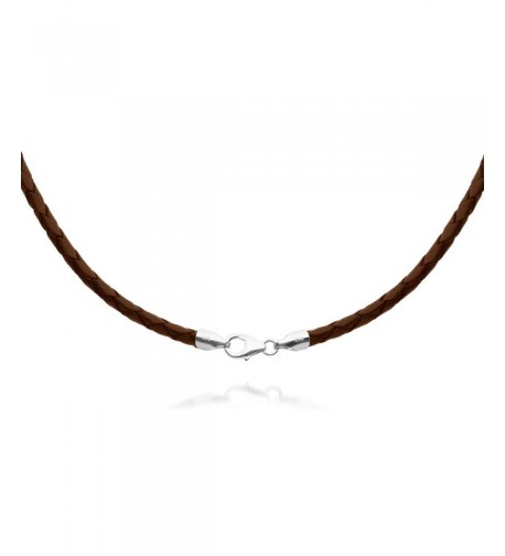 Braided Leather Necklace Choker Sterling