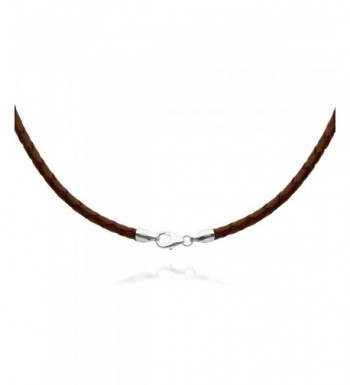 Braided Leather Necklace Choker Sterling