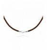 Braided Leather Necklace Choker Sterling