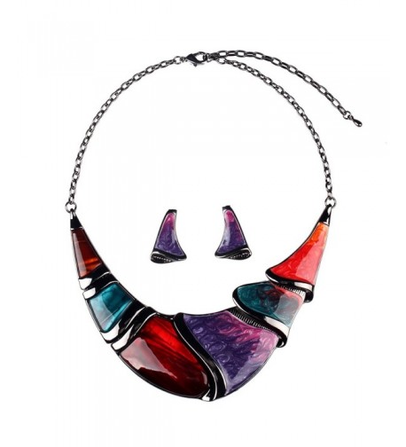 Hamer Multi color Statement Necklace Earrings