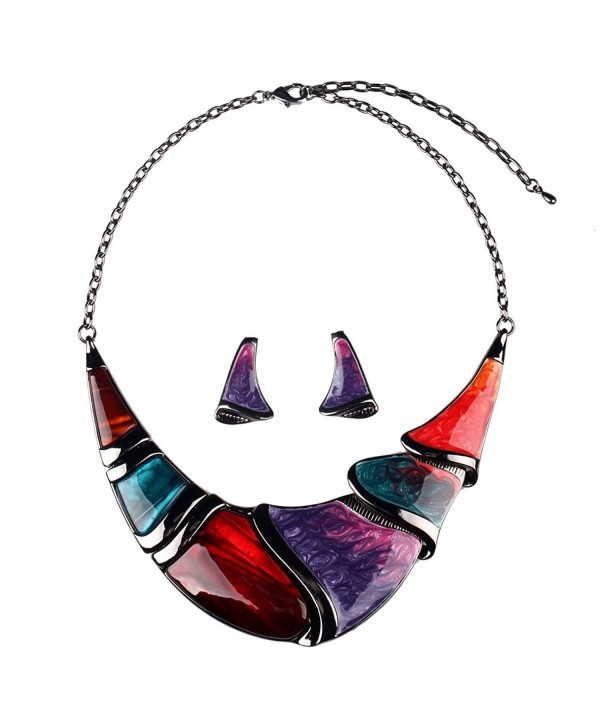 Hamer Multi color Statement Necklace Earrings