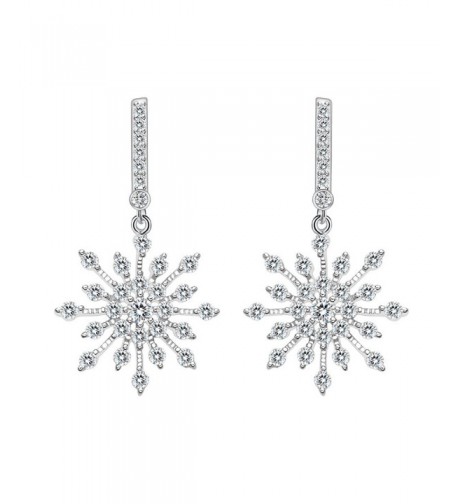 EleQueen Sterling Zirconia Snowflake Earrings