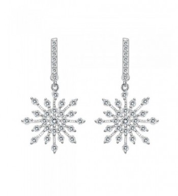 EleQueen Sterling Zirconia Snowflake Earrings
