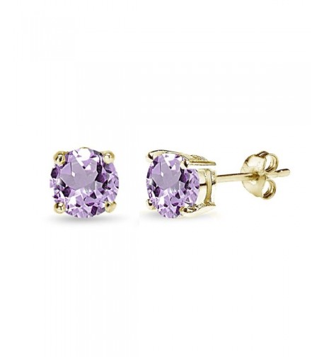 Sterling Amethyst Round Cut Solitaire Earrings