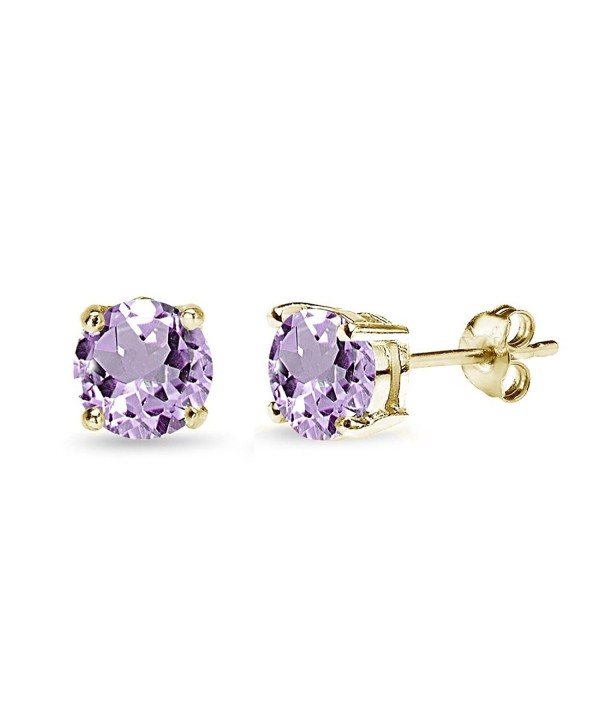 Sterling Amethyst Round Cut Solitaire Earrings