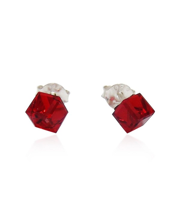 Crystal Cube Sterling Silver Earrings