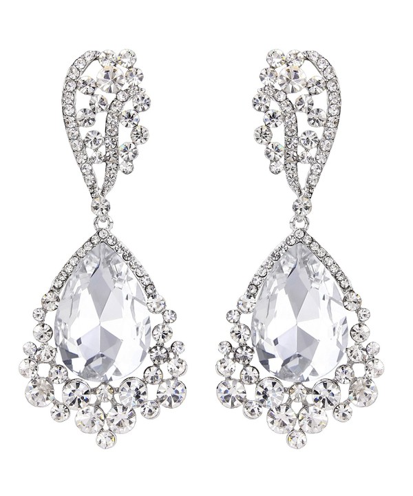 BriLove Chandelier Teardrop Earrings Silver Tone BriLove Chandelier Teardrop Earrings Silver Tone