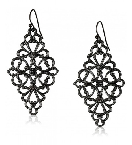 1928 Jewelry Black Tone Filigree Earrings