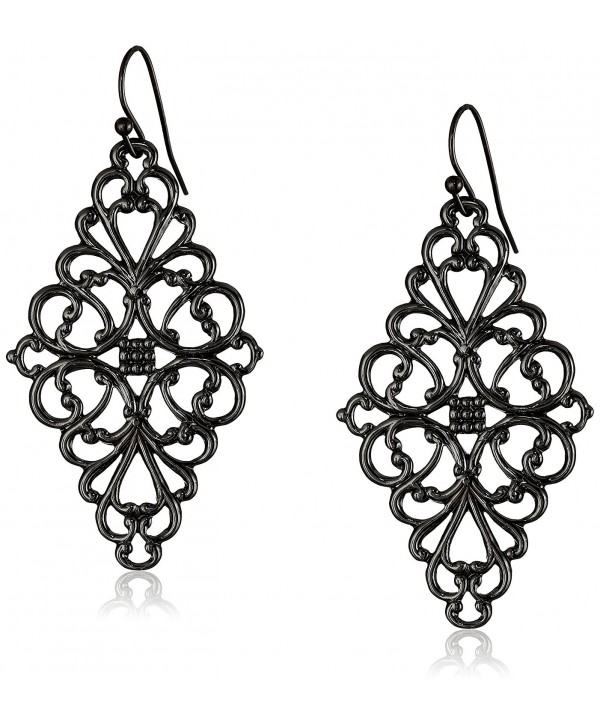 1928 Jewelry Black Tone Filigree Earrings