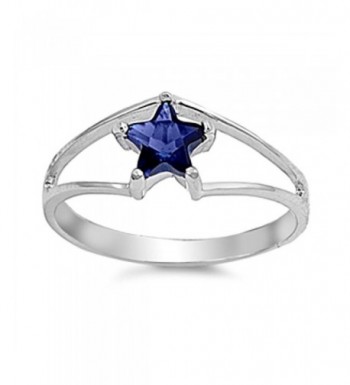 Simulated Sapphire Solitaire Sterling Silver