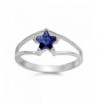 Simulated Sapphire Solitaire Sterling Silver