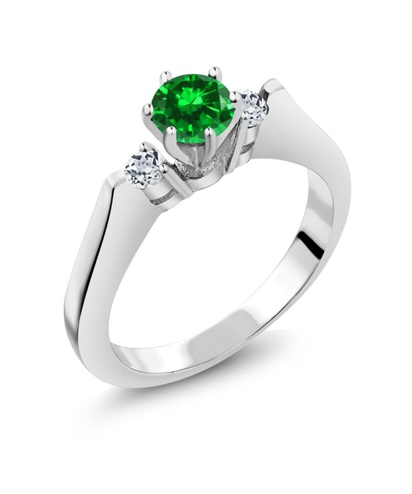 Simulated Emerald Sterling Silver 3 Stone