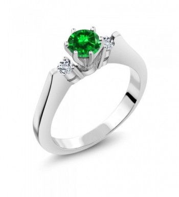 Simulated Emerald Sterling Silver 3 Stone