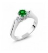 Simulated Emerald Sterling Silver 3 Stone