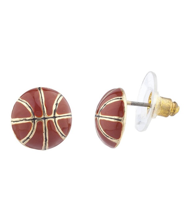 Lux Accessories Goldtone Basketball Earrings