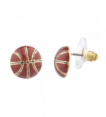 Lux Accessories Goldtone Basketball Earrings