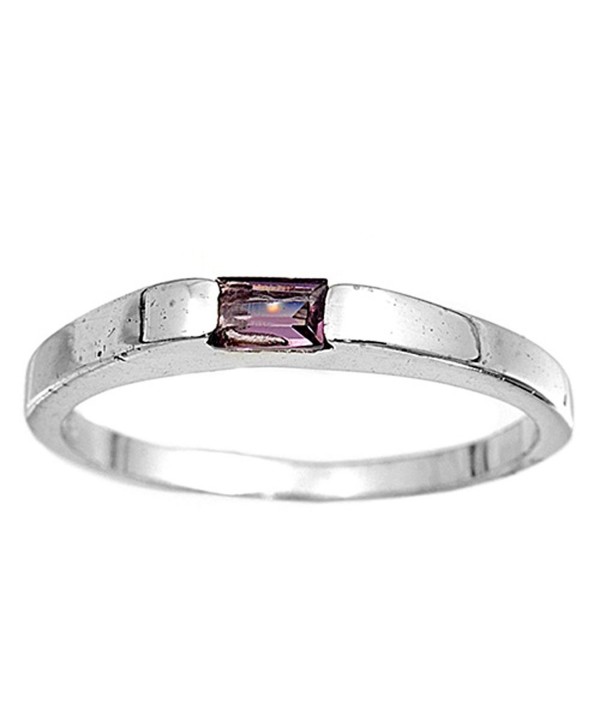 Simulated Amethyst Polished Sterling Silver