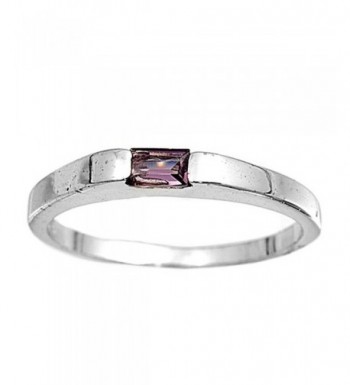 Simulated Amethyst Polished Sterling Silver