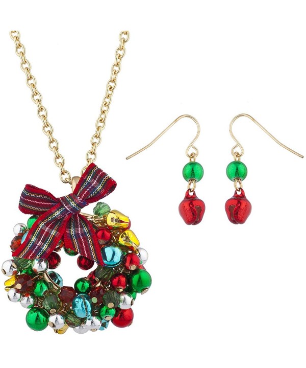 Lux Accessories Christmas Necklace Earring