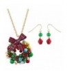 Lux Accessories Christmas Necklace Earring