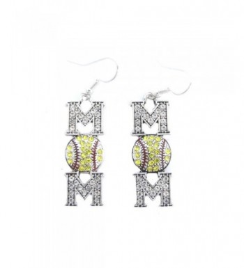 Softball Yellow Crystals Stitching Earrings