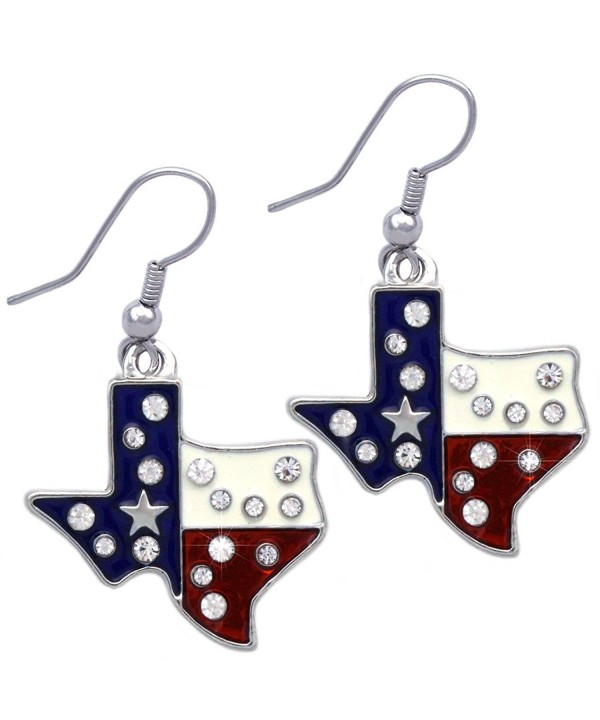 American Patriotic Elephant Earrings Silver tone