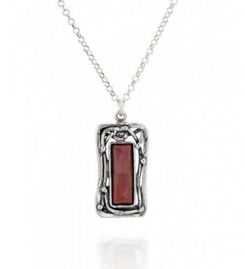 Rectangular Carnelian Gemstone Sterling Necklace