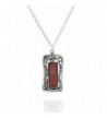 Rectangular Carnelian Gemstone Sterling Necklace