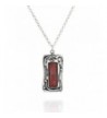 Rectangular Carnelian Gemstone Sterling Necklace