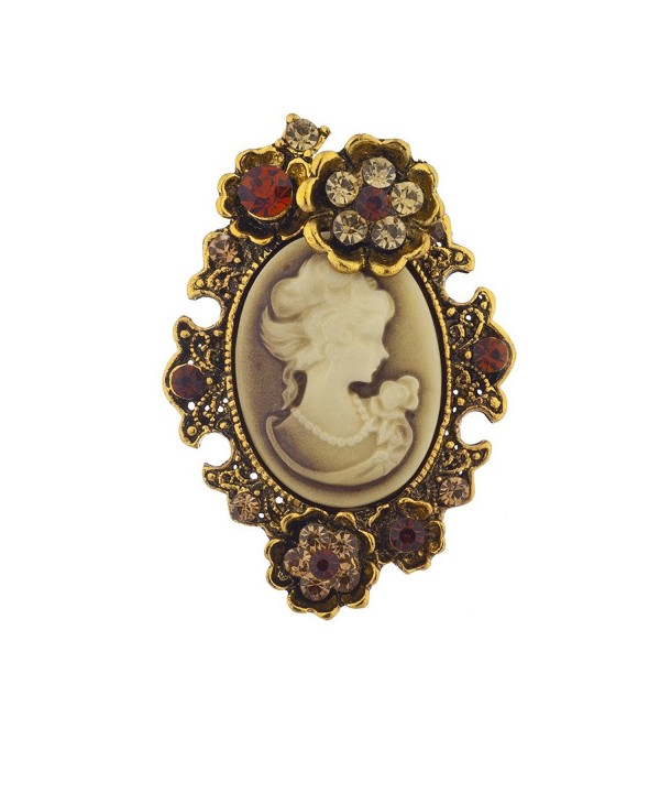 Lux Accessories Antique Brooch Burnished