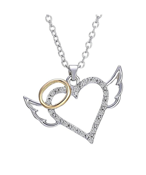 Angel Wings Heart Pendant Necklace