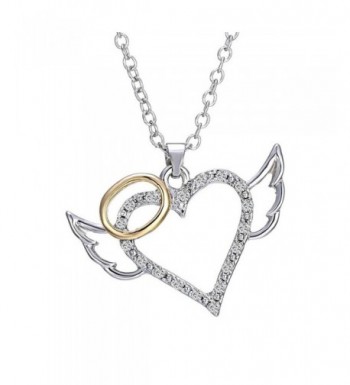 Angel Wings Heart Pendant Necklace