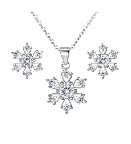 BriLove Sterling Zirconia Snowflake Necklace