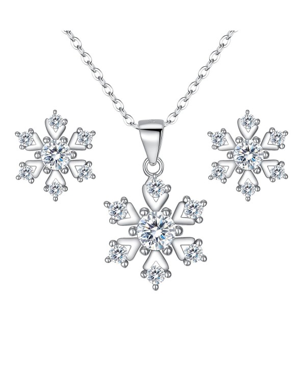 BriLove Sterling Zirconia Snowflake Necklace