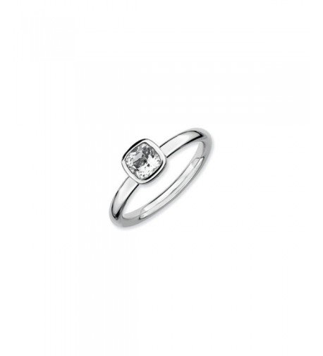Silver Stackable Cushion White Solitaire