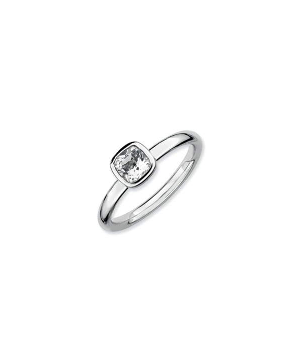 Silver Stackable Cushion White Solitaire