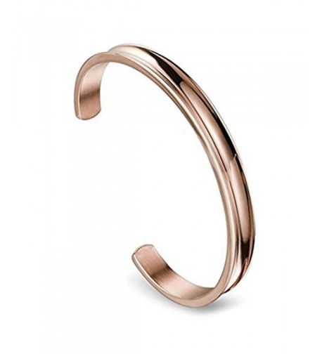 Stainless Grooved Bracelets Polished 7mm rose gold