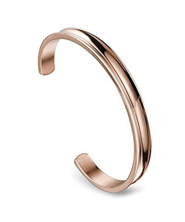 Stainless Grooved Bracelets Polished 7mm rose gold