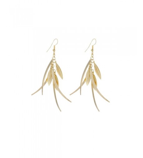 Dangle Triple Feather Drop Earrings