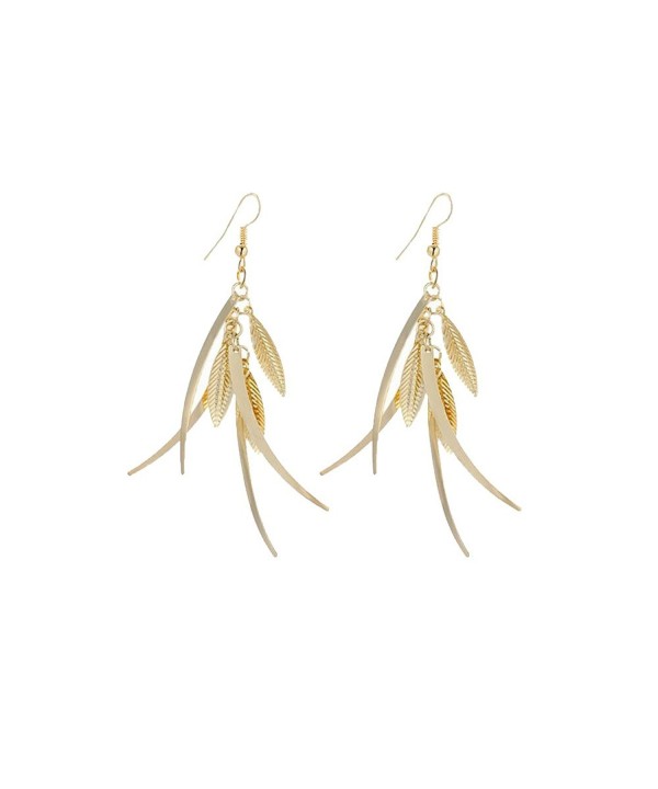 Dangle Triple Feather Drop Earrings